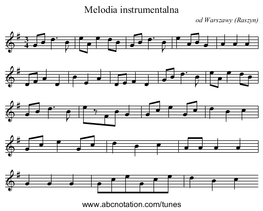 Melodia instrumentalna - staff notation