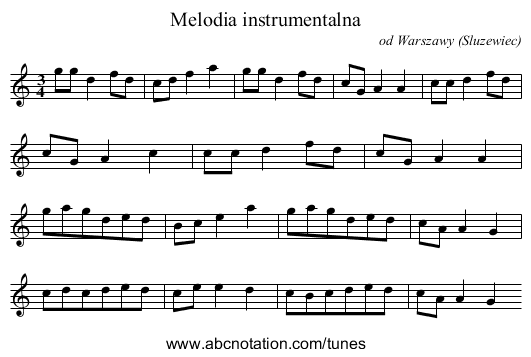 Melodia instrumentalna - staff notation