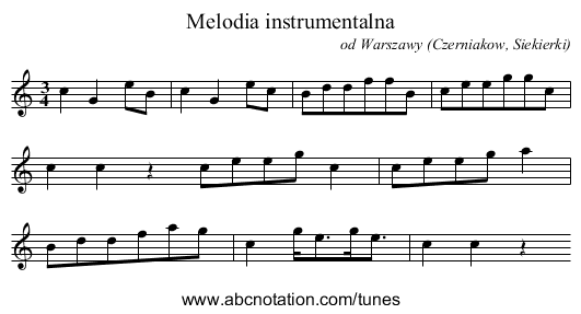 Melodia instrumentalna - staff notation
