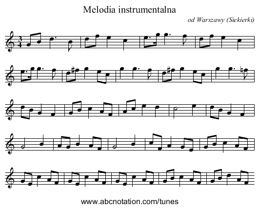 Melodia instrumentalna - staff notation