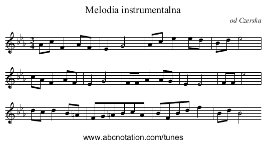 Melodia instrumentalna - staff notation
