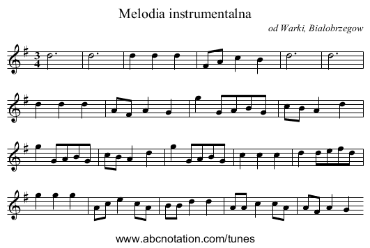 Melodia instrumentalna - staff notation