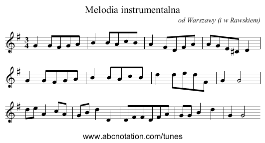 Melodia instrumentalna - staff notation