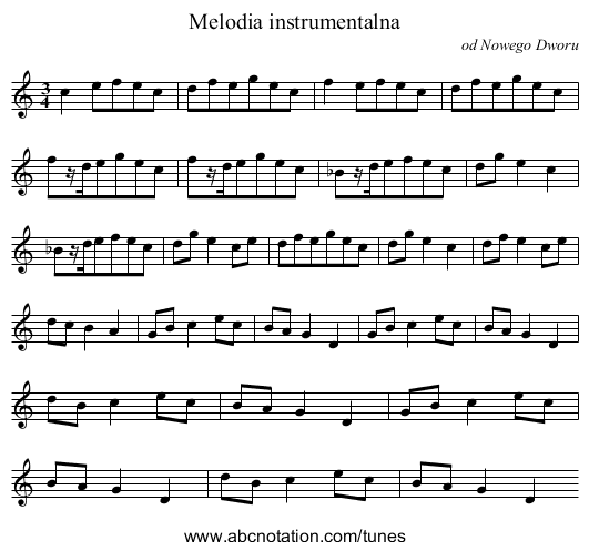 Melodia instrumentalna - staff notation