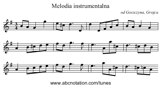 Melodia instrumentalna - staff notation