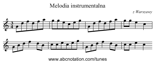 Melodia instrumentalna - staff notation