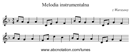 Melodia instrumentalna - staff notation
