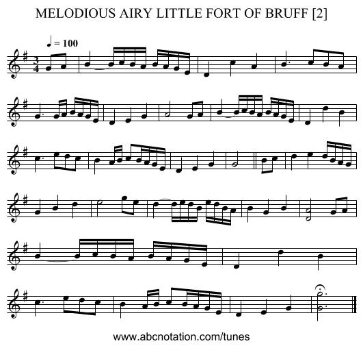 MELODIOUS AIRY LITTLE FORT OF BRUFF [2] - staff notation