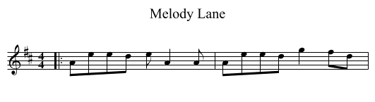 Melody Lane - staff notation