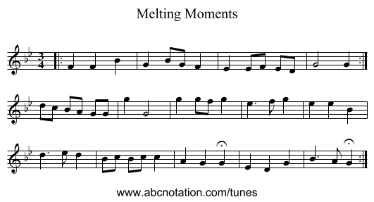 Melting Moments - staff notation