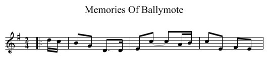 Memories Of Ballymote - staff notation