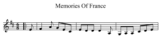 Memories Of France - staff notation