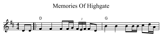 Memories Of Highgate - staff notation