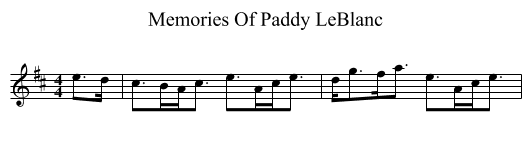 Memories Of Paddy LeBlanc - staff notation
