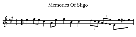Memories Of Sligo - staff notation