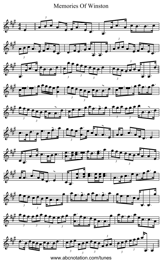 Memories Of Winston - staff notation