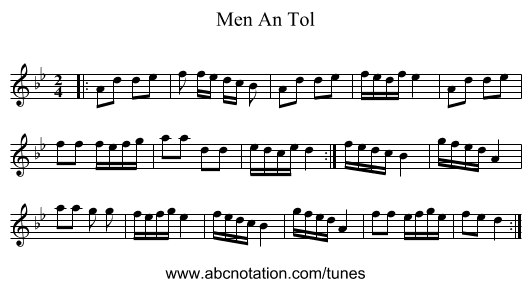 Men An Tol - staff notation