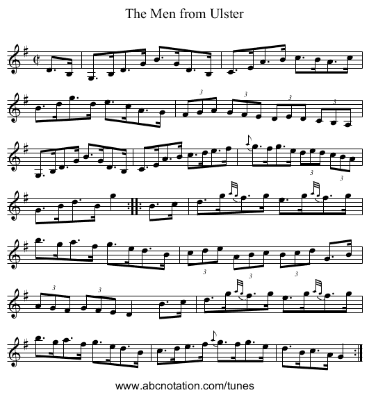 Men from Ulster, The - staff notation