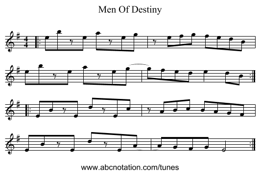 Men Of Destiny - staff notation