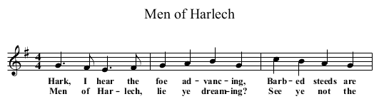 Men of Harlech - staff notation