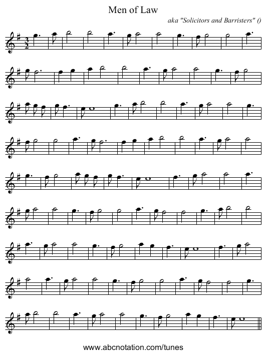 Men of Law - staff notation