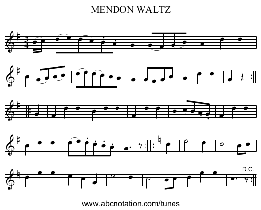 MENDON WALTZ - staff notation