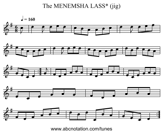 MENEMSHA LASS* (jig), The - staff notation