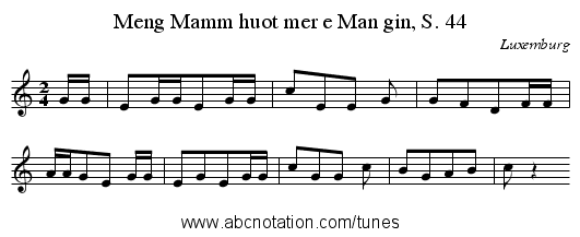Meng Mamm huot mer e Man gin, S. 44 - staff notation