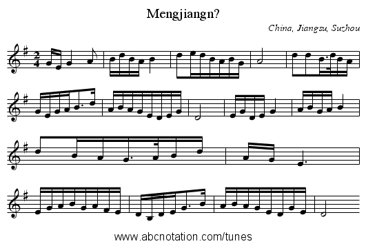 Mengjiangn? - staff notation