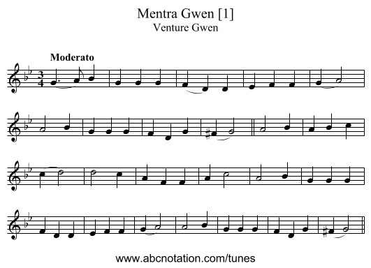 Mentra Gwen [1] - staff notation