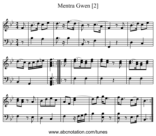 Mentra Gwen [2] - staff notation