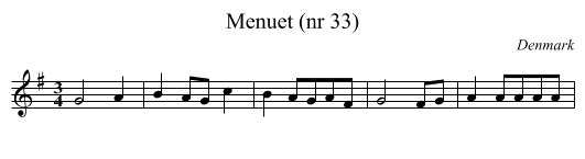 Menuet (nr 33) - staff notation