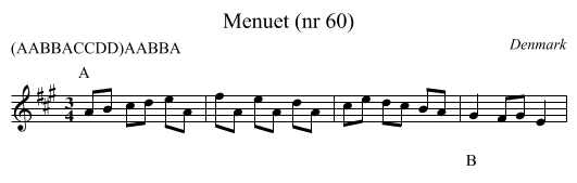Menuet (nr 60) - staff notation