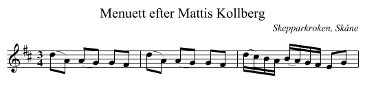 Menuett efter Mattis Kollberg - staff notation