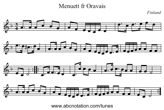 Menuett fr Oravais - staff notation