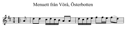 Menuett fr&aring;n V&ouml;r&aring;, &Ouml;sterbotten - staff notation