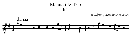 Menuett & Trio - staff notation