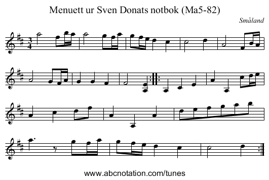 Menuett ur Sven Donats notbok (Ma5-82) - staff notation