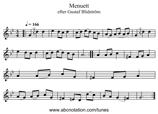 Menuett - staff notation