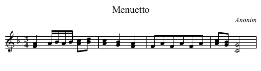 Menuetto - staff notation