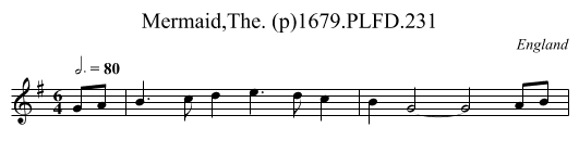 Mermaid,The. (p)1679.PLFD.231 - staff notation