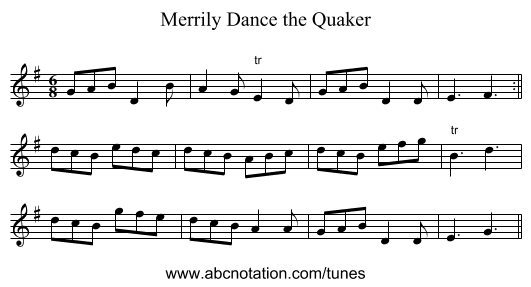 Merrily Dance the Quaker - staff notation