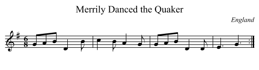 Merrily Danced the Quaker - staff notation