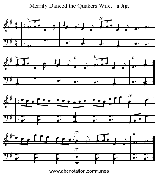 Merrily Danced the Quakers Wife.   a Jig. - staff notation
