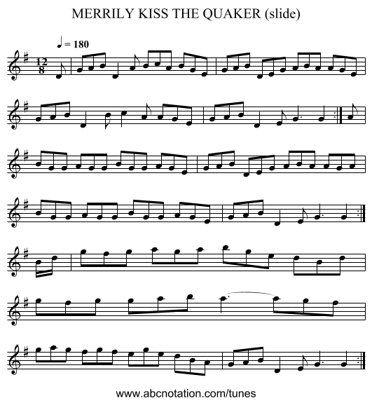 MERRILY KISS THE QUAKER (slide) - staff notation
