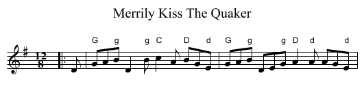 Merrily Kiss The Quaker - staff notation