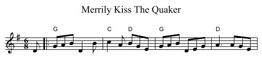 Merrily Kiss The Quaker - staff notation