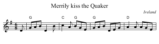 Merrily kiss the Quaker - staff notation
