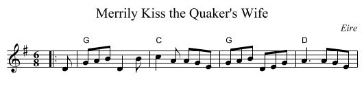 Merrily Kiss the Quaker's Wife - staff notation