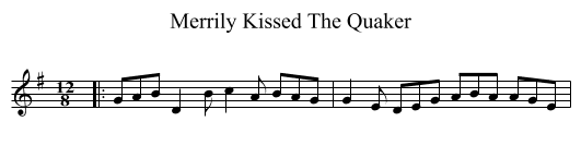 Merrily Kissed The Quaker - staff notation
